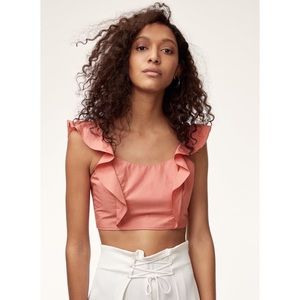 Aritzia Wilfred Sandrine Cropped Coral Blouse